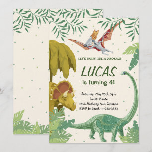 Laten we feesten als een dinosaurus verjaardag uit kaart
