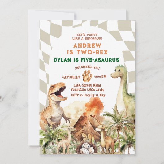 Laten we feesten als een dinosaurus Verjaardag Vin Kaart (Voorkant)