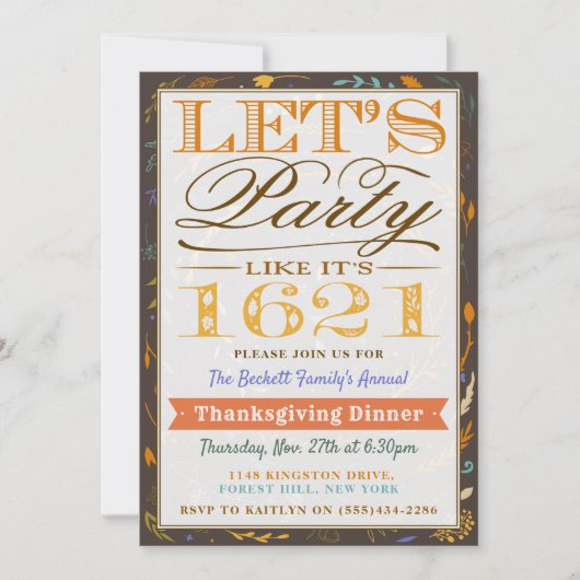 Laten we feesten alsof het 1621 is | Thanksgiving  Kaart (Voorkant)