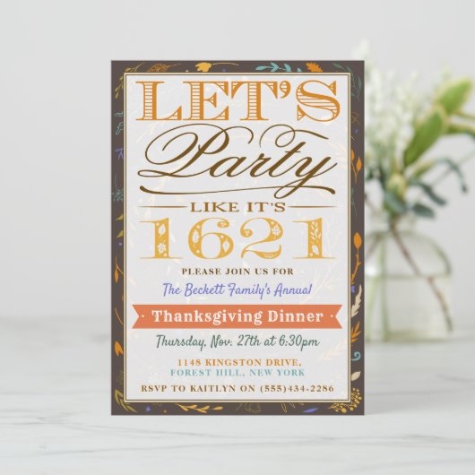 Laten we feesten alsof het 1621 is | Thanksgiving  Kaart (Staand voorkant)