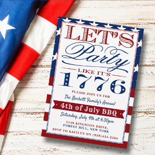 Laten we feesten alsof het 1776 is   4e juli kaart