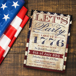 Laten we feesten alsof het 1776 is | Vintage 4 jul Kaart