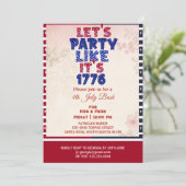 Laten we feesten alsof het 1776 Shabby Chic 4th ju Kaart (Staand voorkant)