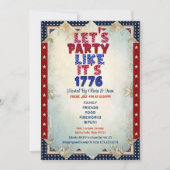 Laten we feesten alsof het 1776 Shabby Chic 4th of Kaart (Voorkant)