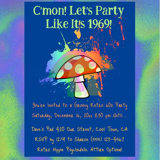 Laten we feesten alsof het 1969 is Feest Kaart