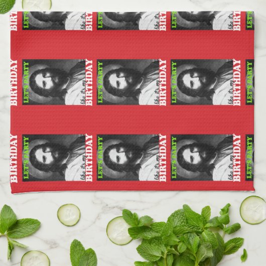 Laten we feesten alsof het mijn verjaardag is theedoek (Gevouwen)
