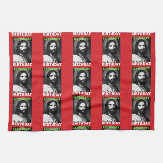 Laten we feesten alsof het mijn verjaardag is theedoek (Horizontaal)