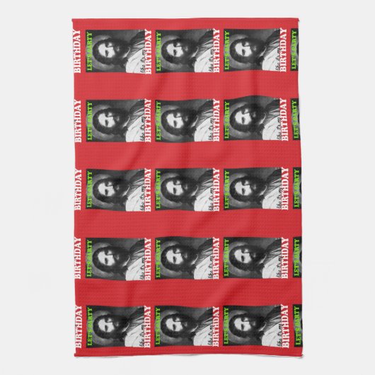 Laten we feesten alsof het mijn verjaardag is theedoek (Verticaal)