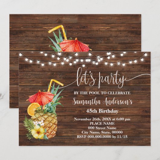 Laten we feesten bij het zwembad volwassenen verja kaart (Voorkant / Achterkant)