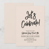 Laten we feesten | Black Brus Script Event & Party Kaart (Voorkant / Achterkant)