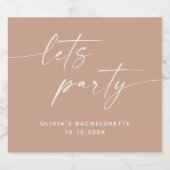 Laten we feesten. Bleek roze modern script bachelo Sparkling Wijnetiket (Enkel label)