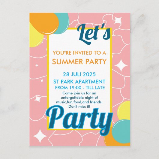 laten we feesten briefkaart (Voorkant)