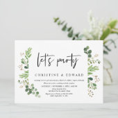 Laten we feesten, Bruiloft Elopement Feest Kaart (Staand voorkant)