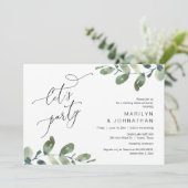 Laten we feesten, bruiloft repetitie diner, eucaly kaart (Staand voorkant)