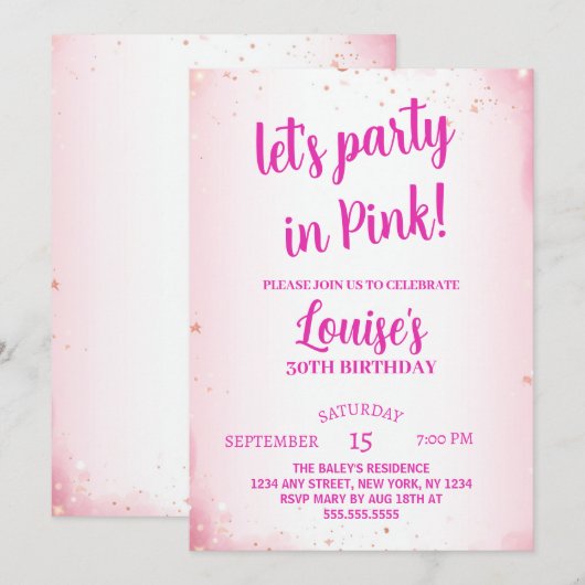 Laten we feesten dertig grappig roze 30e verjaarda kaart (Voorkant / Achterkant)