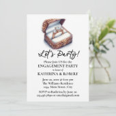 Laten we feesten! Elegante Ring Verlovingsfeest Kaart (Staand voorkant)