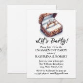 Laten we feesten! Elegante Ring Verlovingsfeest Kaart (Voorkant / Achterkant)