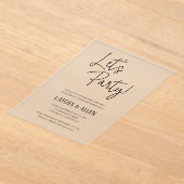 Laten we feesten Elopement Casual bruiloft recepti Acryl Uitnodigingen (Laagn)