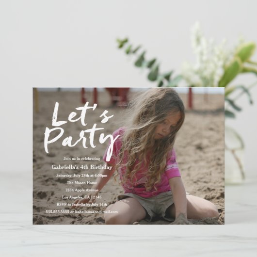 Laten we feesten | Fotopartijuitnodiging Kaart (Staand voorkant)