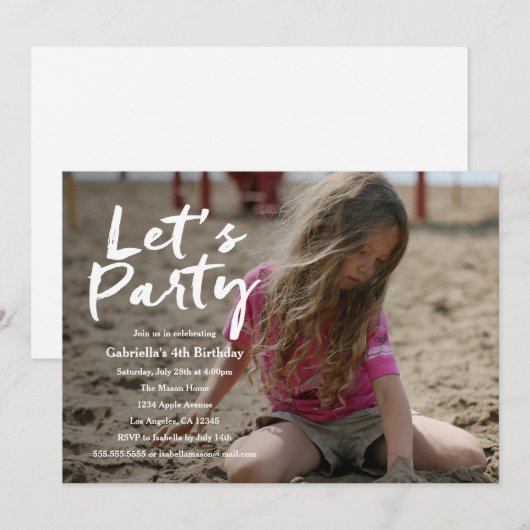 Laten we feesten | Fotopartijuitnodiging Kaart (Voorkant / Achterkant)