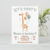 Laten we feesten! Giraffe met ballonnen Verjaardag Kaart (Staand voorkant)