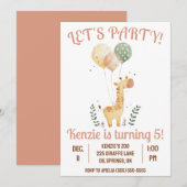 Laten we feesten! Giraffe met ballonnen Verjaardag Kaart (Voorkant / Achterkant)