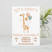 Laten we feesten! Giraffe met ballonnen Verjaardag Kaart (Staand voorkant)