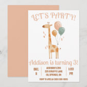 Laten we feesten! Giraffe met ballonnen Verjaardag Kaart (Voorkant / Achterkant)