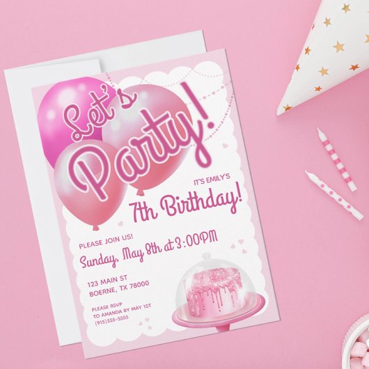 Laten we feesten Girly Pink Kaart