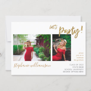 Laten we feesten - Gold 2 Foto Graduation Party Kaart
