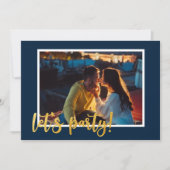 Laten we feesten gouden penseel script 4 foto Verl Kaart (Voorkant)