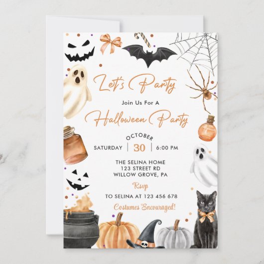 Laten we feesten Halloween feest pompoen Kaart (Voorkant)