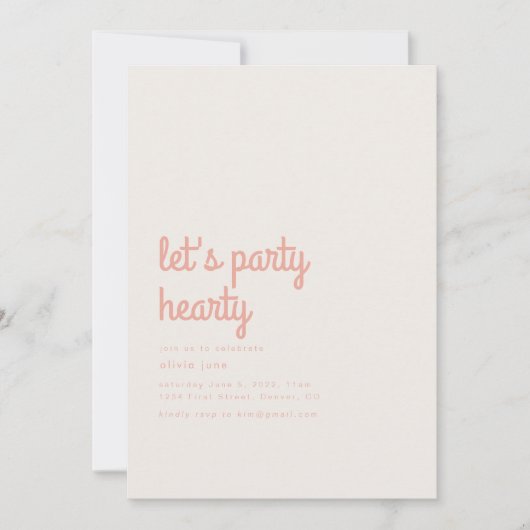 Laten we feesten hartelijk liefde hart verjaardag  kaart (Voorkant)