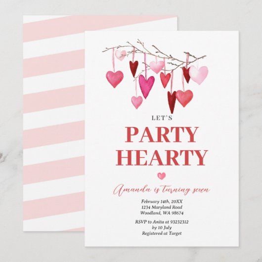 Laten we feesten hartige Valentijn ballon Verjaard Kaart (Voorkant / Achterkant)