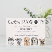 Laten we feesten Hond Verjaardagsuitnodiging Kaart (Staand voorkant)