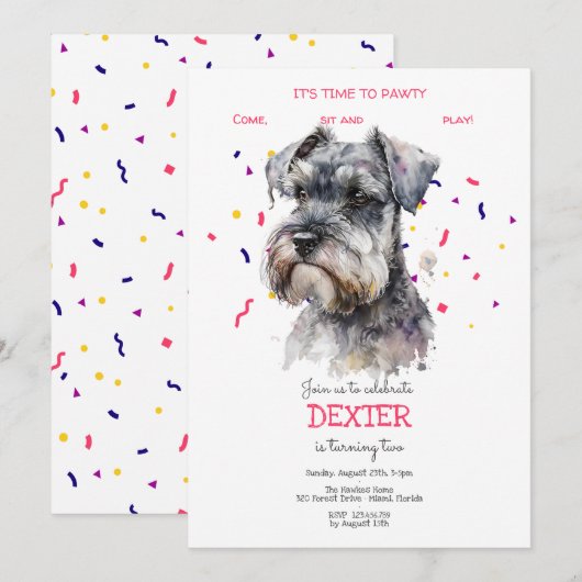 Laten we feesten, hondenverjaardagsfeestje kaart (Voorkant / Achterkant)