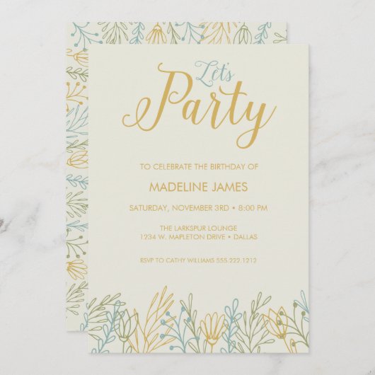 Laten we feesten kaart (Voorkant / Achterkant)