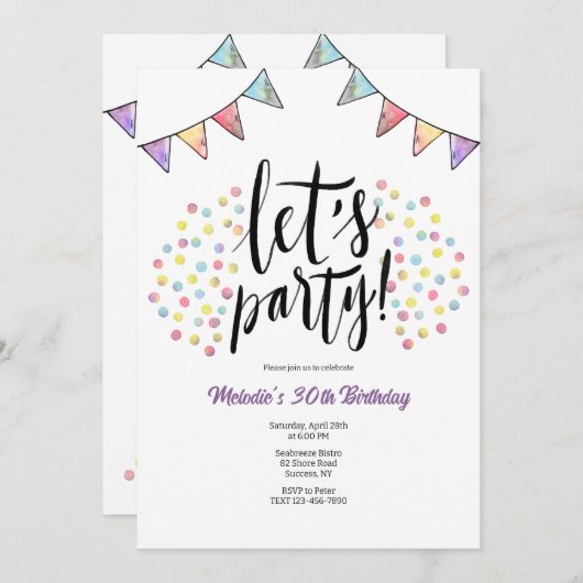 Laten we feesten kaart (Voorkant / Achterkant)