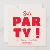 Laten we feesten! Levendige Vette Rode Typografie  Kaart (Voorkant)