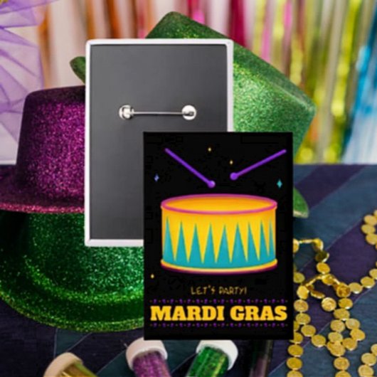 Laten we feesten! Mardi Gras Button
