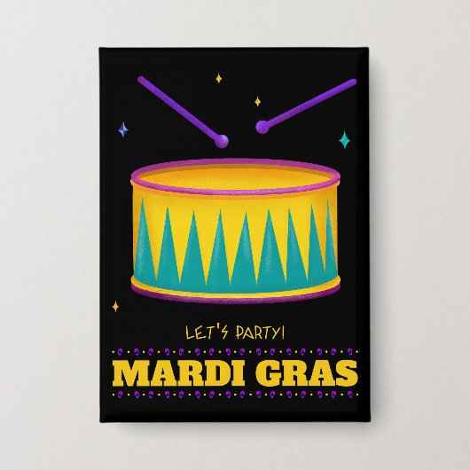 Laten we feesten! Mardi Gras Button (Voorkant)