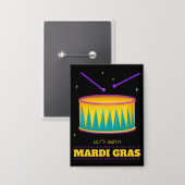 Laten we feesten! Mardi Gras Button (Voorkant / Achterkant)