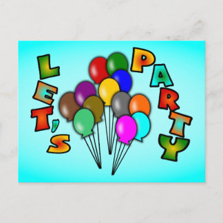 Laten we feesten met ballonboeketten, meerkleurig uitnodiging briefkaart