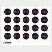 Laten we feesten met hete roze neon script minimal ronde sticker (Vel)