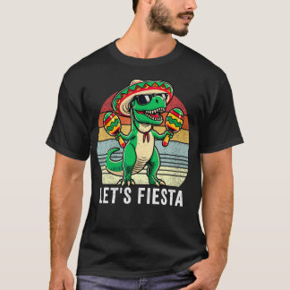 Laten we feesten Mexicaans feest 5 De Mayo Dinosau T-shirt