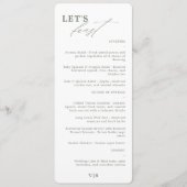 Laten we feesten moderne kalligrafie groene bruilo menu (Voorkant)