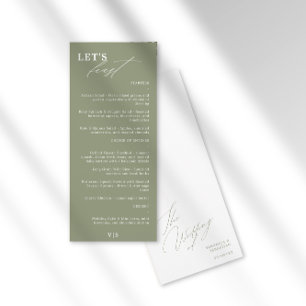 Laten we feesten moderne kalligrafie groene bruilo menu