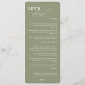 Laten we feesten moderne kalligrafie groene bruilo menu (Voorkant)