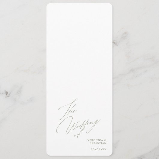 Laten we feesten moderne kalligrafie groene bruilo menu (Achterkant)