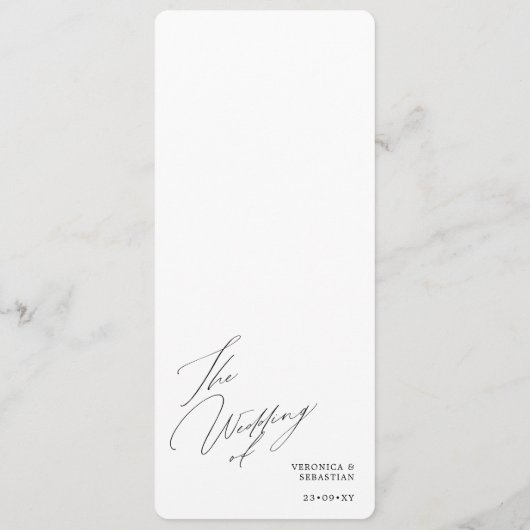 Laten we feesten moderne kalligrafie zwart bruilof menu (Achterkant)